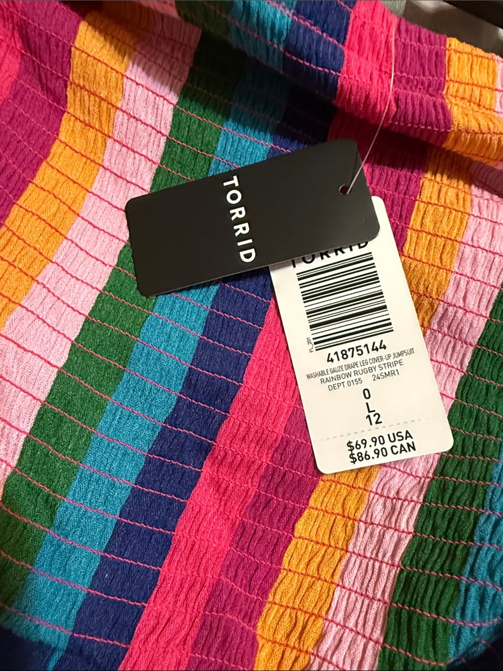 torrid Multicolor Stripe Strapless Jumpsuit - Pink, Green, Blue, Yellow - Picture 2 of 4